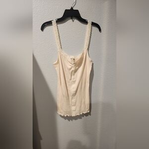 Chic Lace-Trimmed Cream Camisole Free People